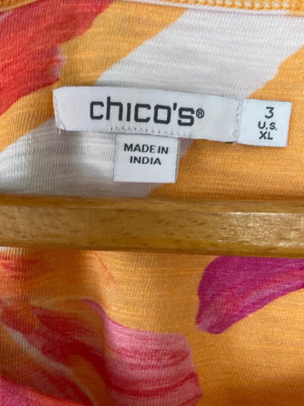 Chicos Colorful Floral Cotton Modal Top Size 3(XL) Ruching Summer Vacation - Picture 3 of 7